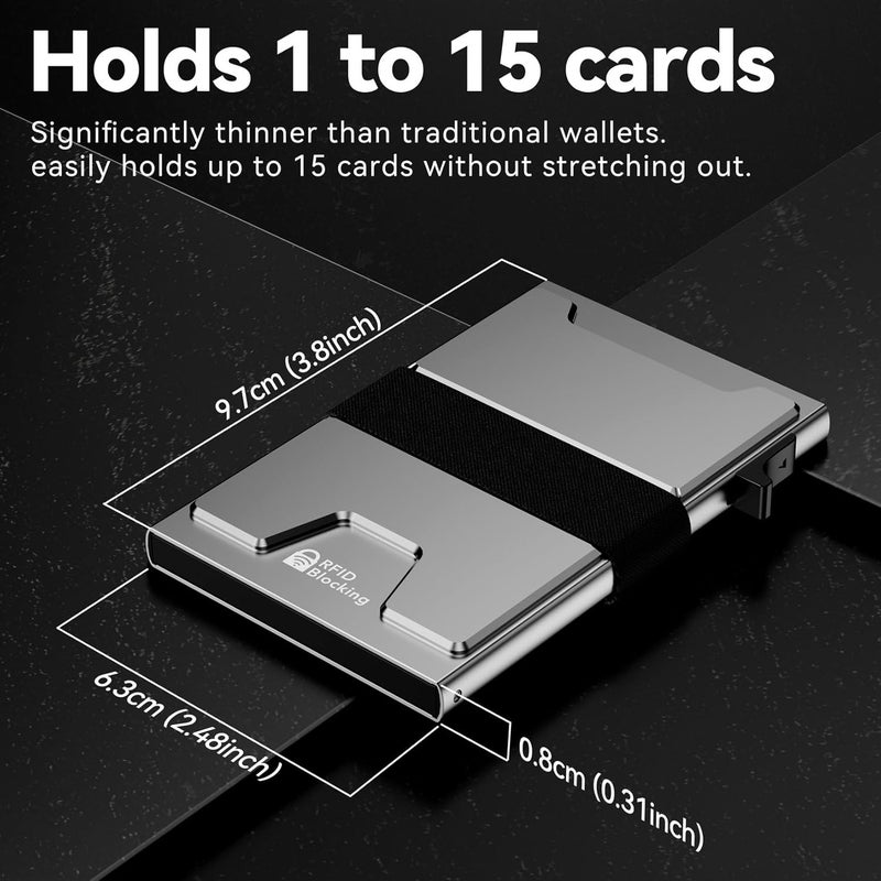 furid Smart Card Wallet for Men Slim: Minimalist Wallets RFID Blocking - Metal Pop Up Front Pocket Business Card Holder - Gift Boxed for Him Stocking Stuffers - Image 2